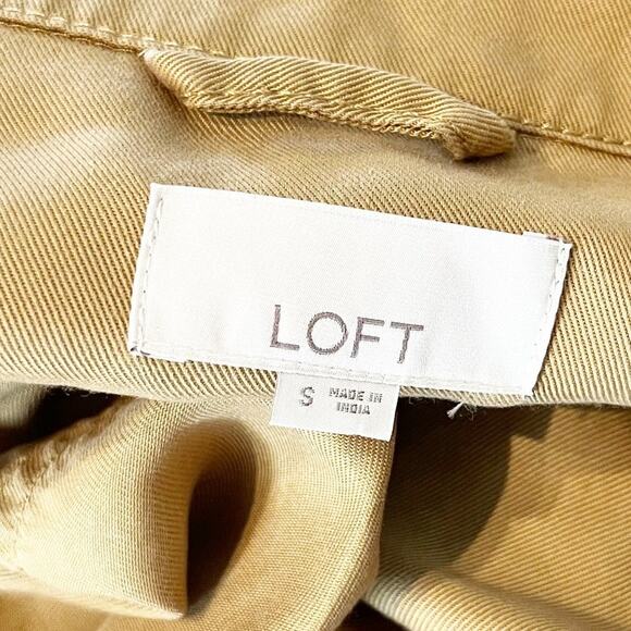 LOFT Snap Button Long Sleeve Boxy Fit Top Shirt Shacket Tan Small - Picture 3 of 8